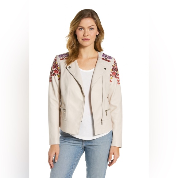 Rebecca Minkoff Lamb Leather Floral Print Biker Jacket - Picture 1 of 10